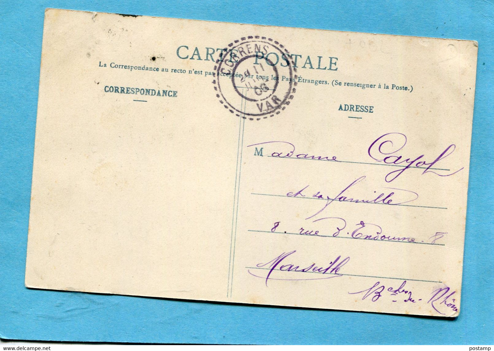 CARCES-place Marceau (capelette) Enfant Courant -édition-Pélépol* A Voyagé En 1906 Cachet  Perlé Correns - Carces