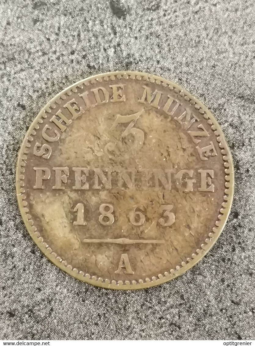 3 PFENNINGE 1863 A 120 EINEN THALER / ALLEMAGNE / PRUSSE - Taler & Doppeltaler