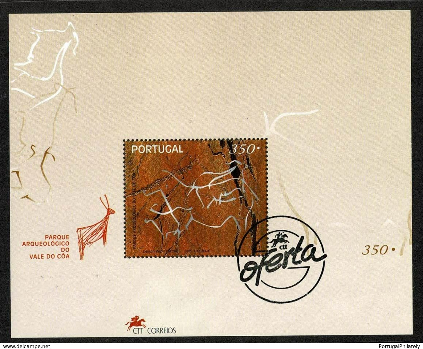 1998 Portugal - Parque Arqueologico Do Vale Do Coa 350 Stamp Cancelled OFERTA CTT, MNH - Blocks & Kleinbögen