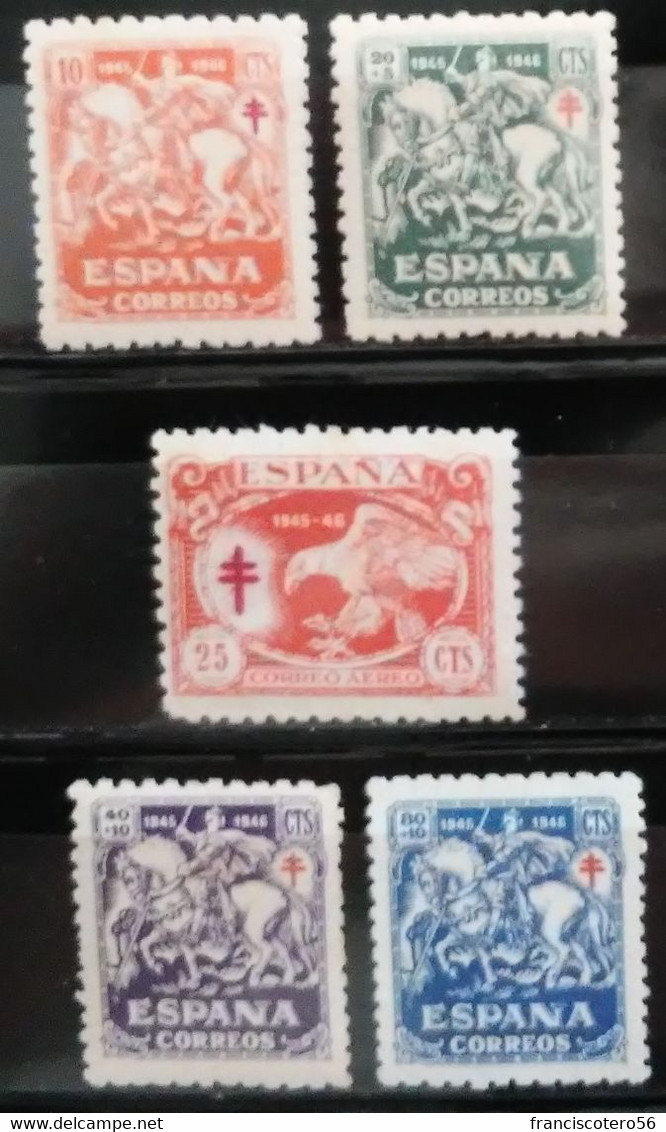 España: Año. 1945 - (Estado - Español). Pro -Tuberculosos. Serie. CPTA. 5/Val. - Nuevos