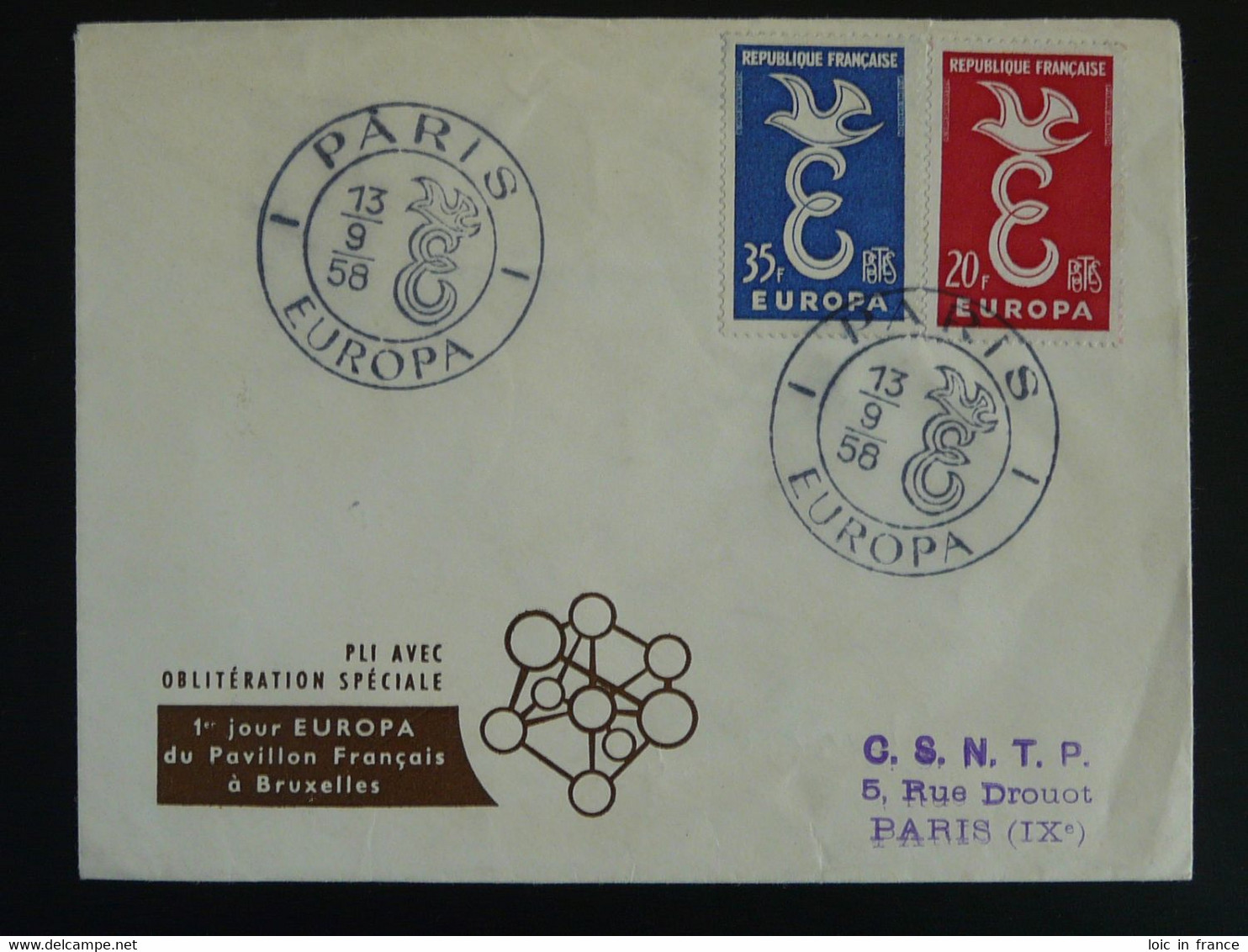 FDC Europa 1958 Oblit. Spéciale Exposition Universelle Bruxelles Ref 99615 (état Moyen) - 1958 – Brüssel (Belgien)