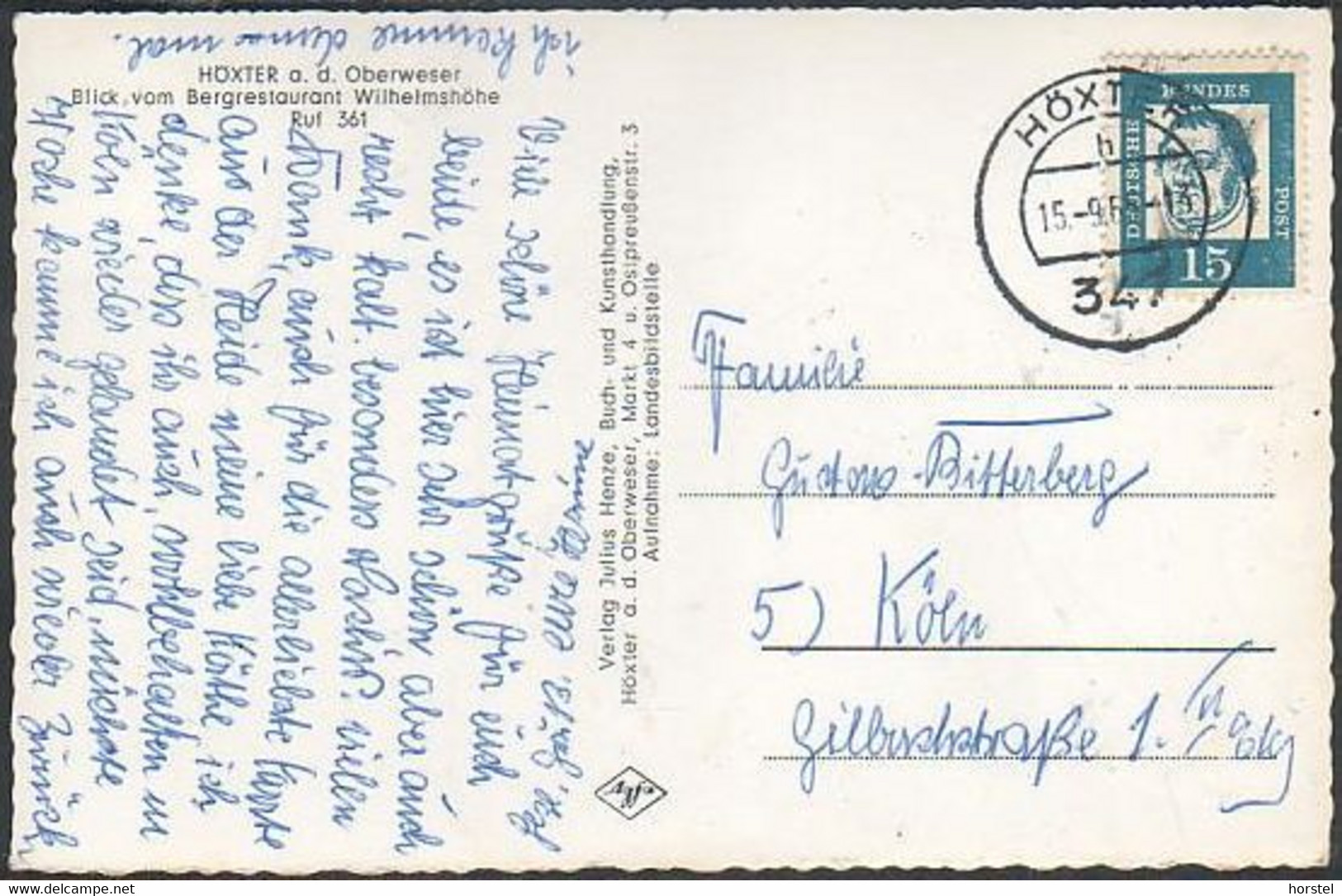 D-37671 Höxter An Der Oberweser - Blick Vom Bergrestaurant Wilhelmshöhe (60er Jahre) - Nice Stamp - Hoexter
