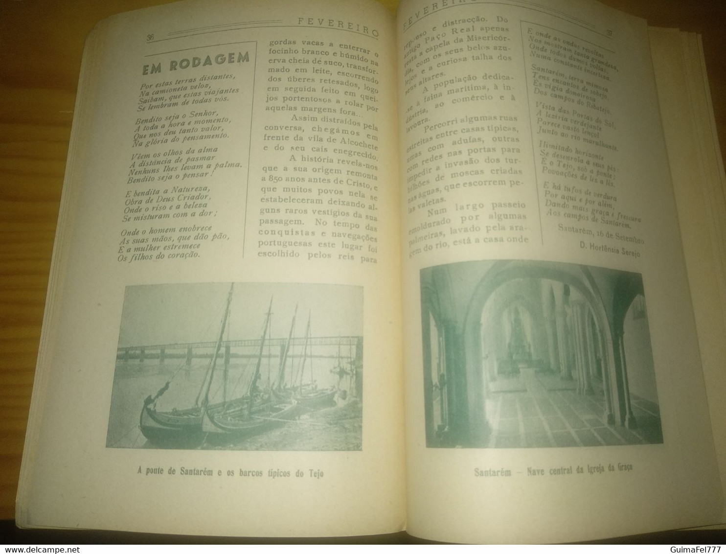 Almanaque Sto. António-Terras de Portugal, breves comentários sobre Lisboa, Coimbra, Sesimbra, Aveiro... Braga ano 1952