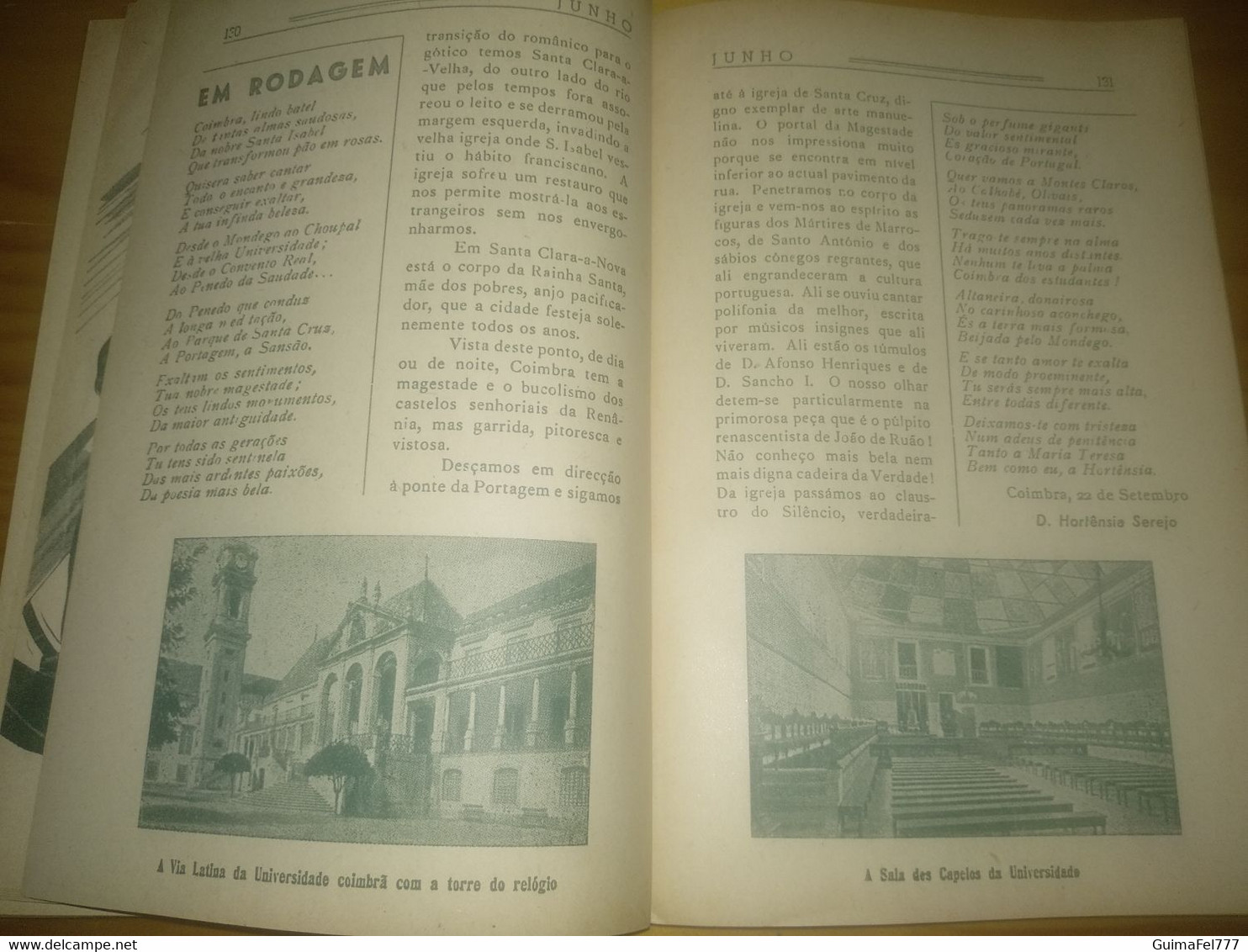 Almanaque Sto. António-Terras de Portugal, breves comentários sobre Lisboa, Coimbra, Sesimbra, Aveiro... Braga ano 1952