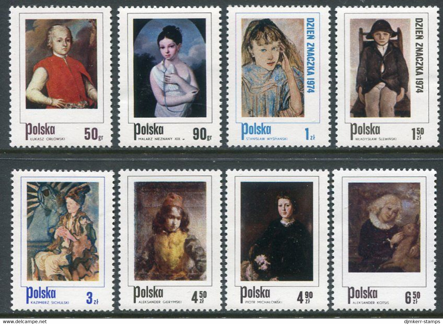 POLAND 1974 Stamp Day: Paintings Of Children  MNH / ** . Michel 2338-45 - Ongebruikt