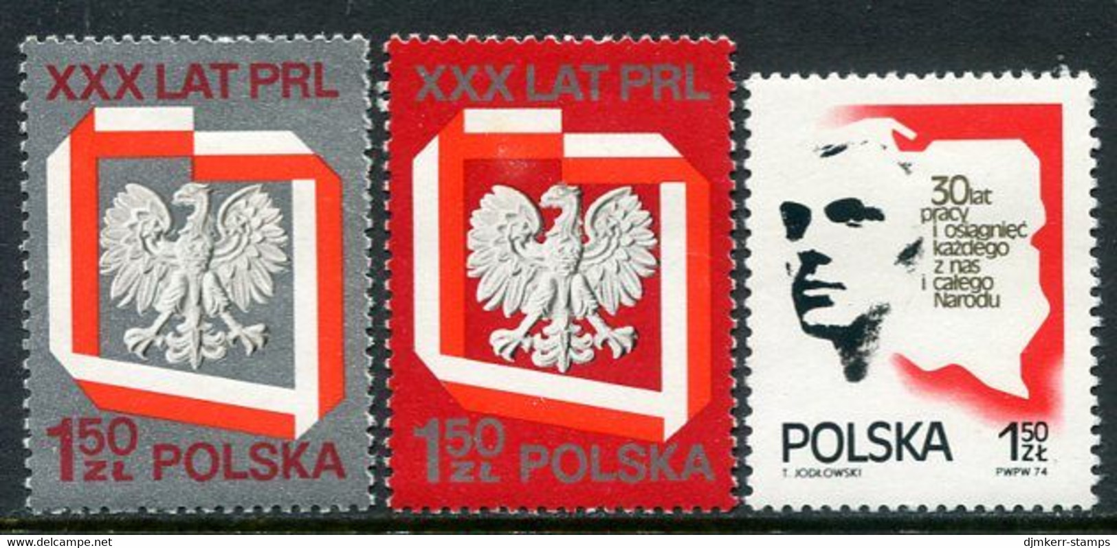 POLAND 1974 People's Republic Anniversary  MNH / ** . Michel 2324-26 - Unused Stamps