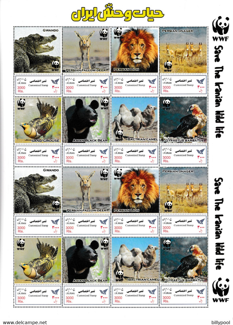 IRAN  2019  WWF  Endangered Species, Lions, Antilopes, Birds, Bears  Big Sheet Perf. Rare! - Altri & Non Classificati