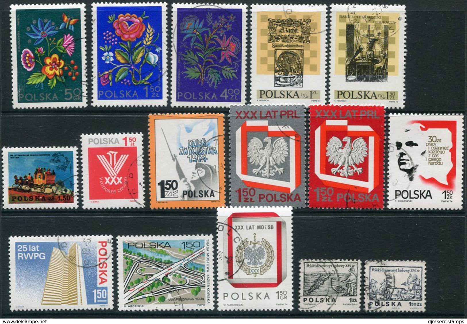 POLAND 1974 Ten Complete Issues Used. - Usados