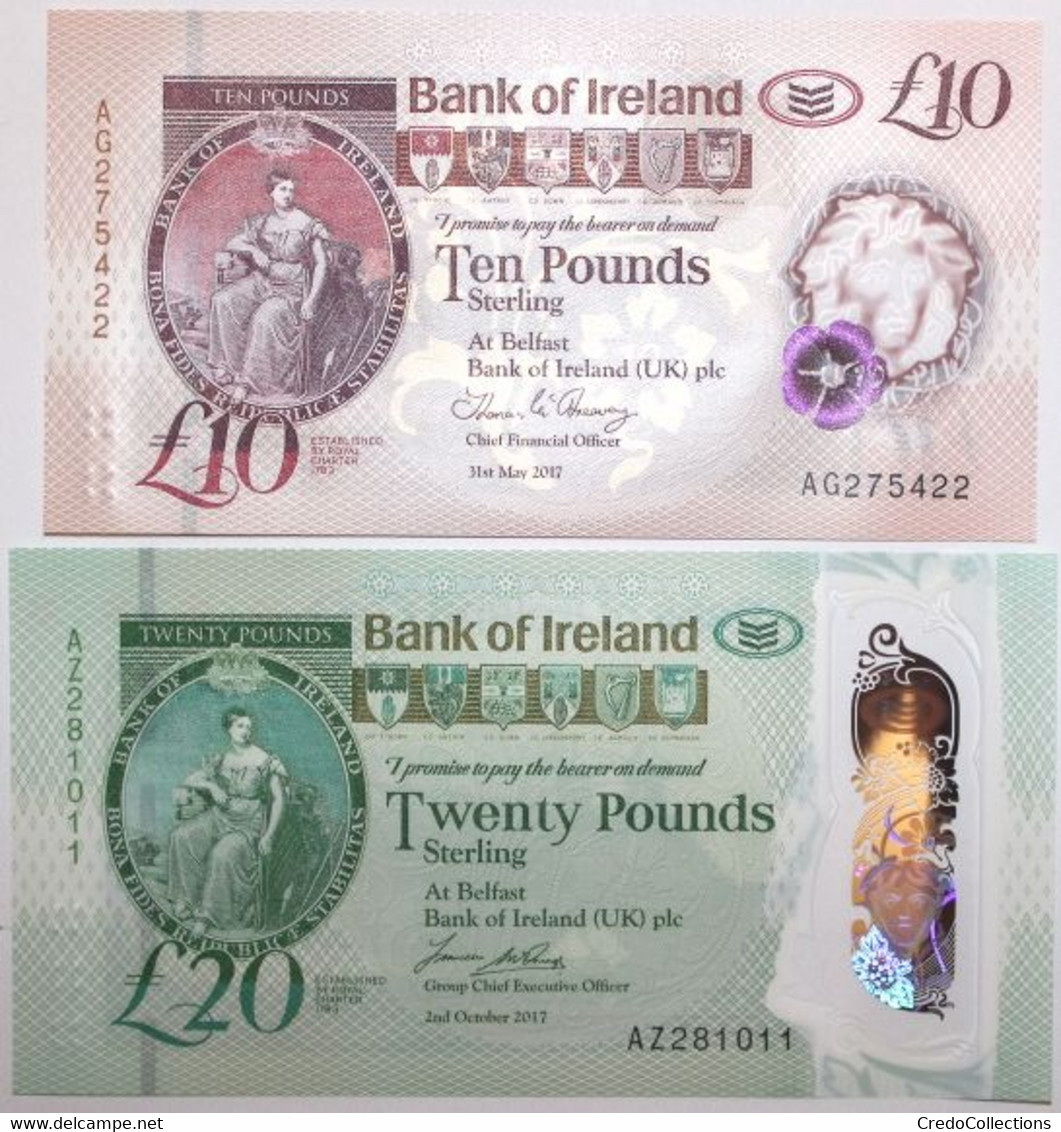 Irlande Du Nord - 10 & 20 Pounds - 2017 / 2020 - PICK 91a & 92a - NEUF - Collections