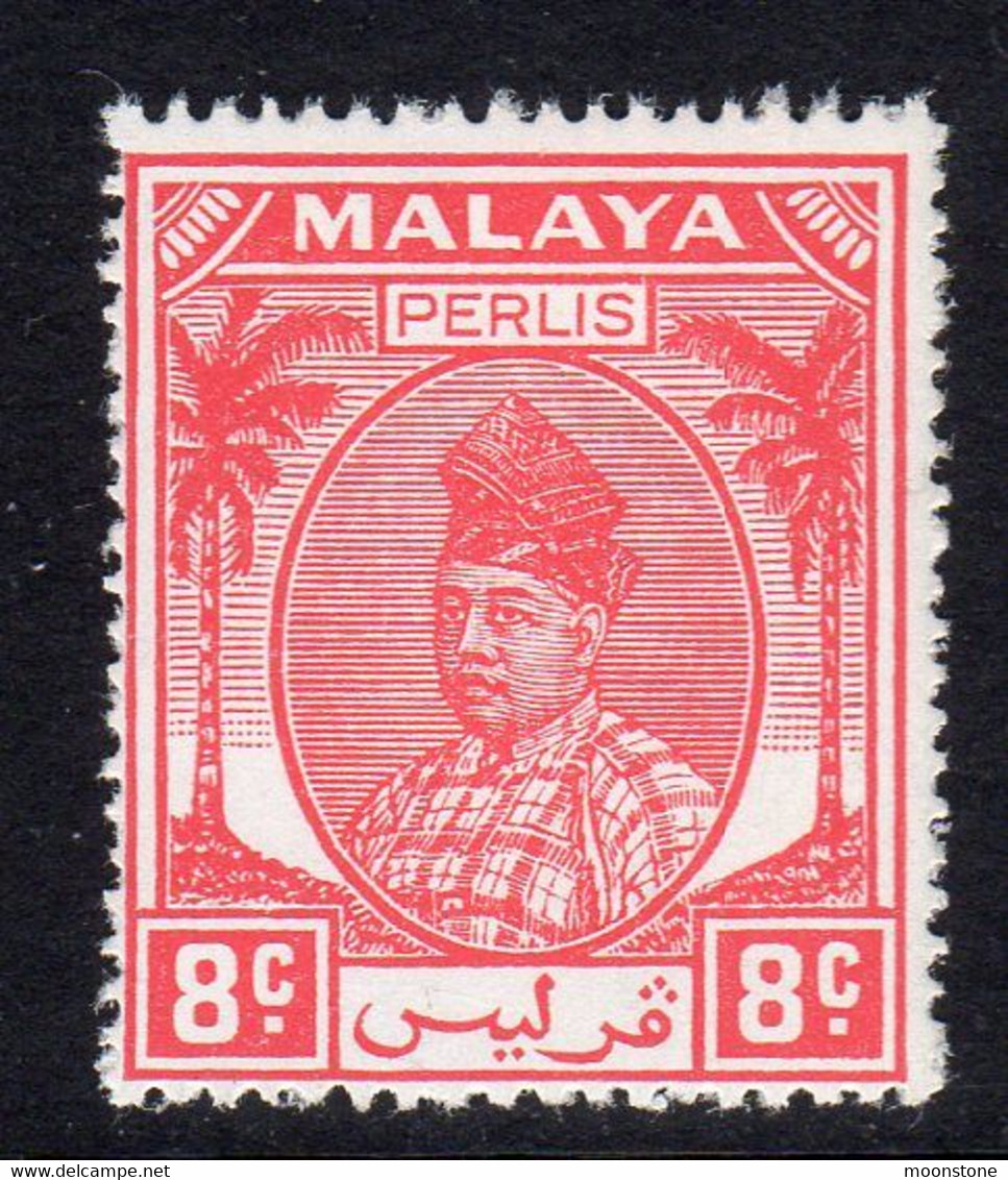 Malaya Perlis 1951-5 Raja Syed Putra 8c Scarlet Definitive, MNH, SG 13 (MS) - Perlis