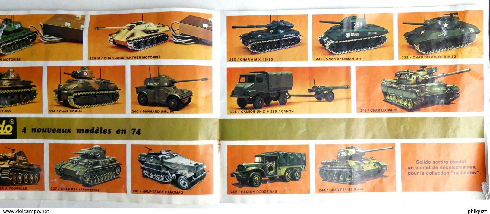 CATALOGUE SOLIDO 1974 VOITURES AUTOMOBILES CAMION VEHICULES MILITAIRES - Catalogues & Prospectus