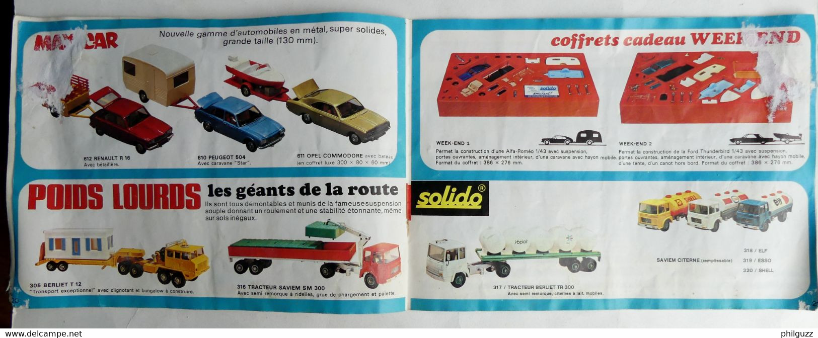 CATALOGUE SOLIDO 1974 VOITURES AUTOMOBILES CAMION VEHICULES MILITAIRES