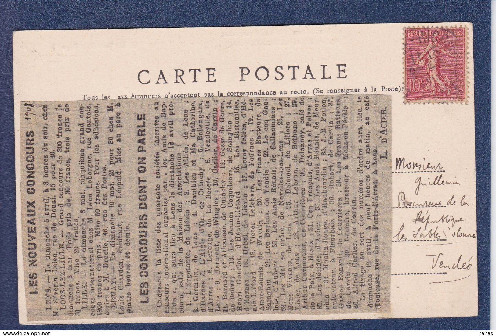 CPA [59] Nord > Roubaix Combat De Coq Circulé Voir Dos Coupure De Presse Collée - Roubaix