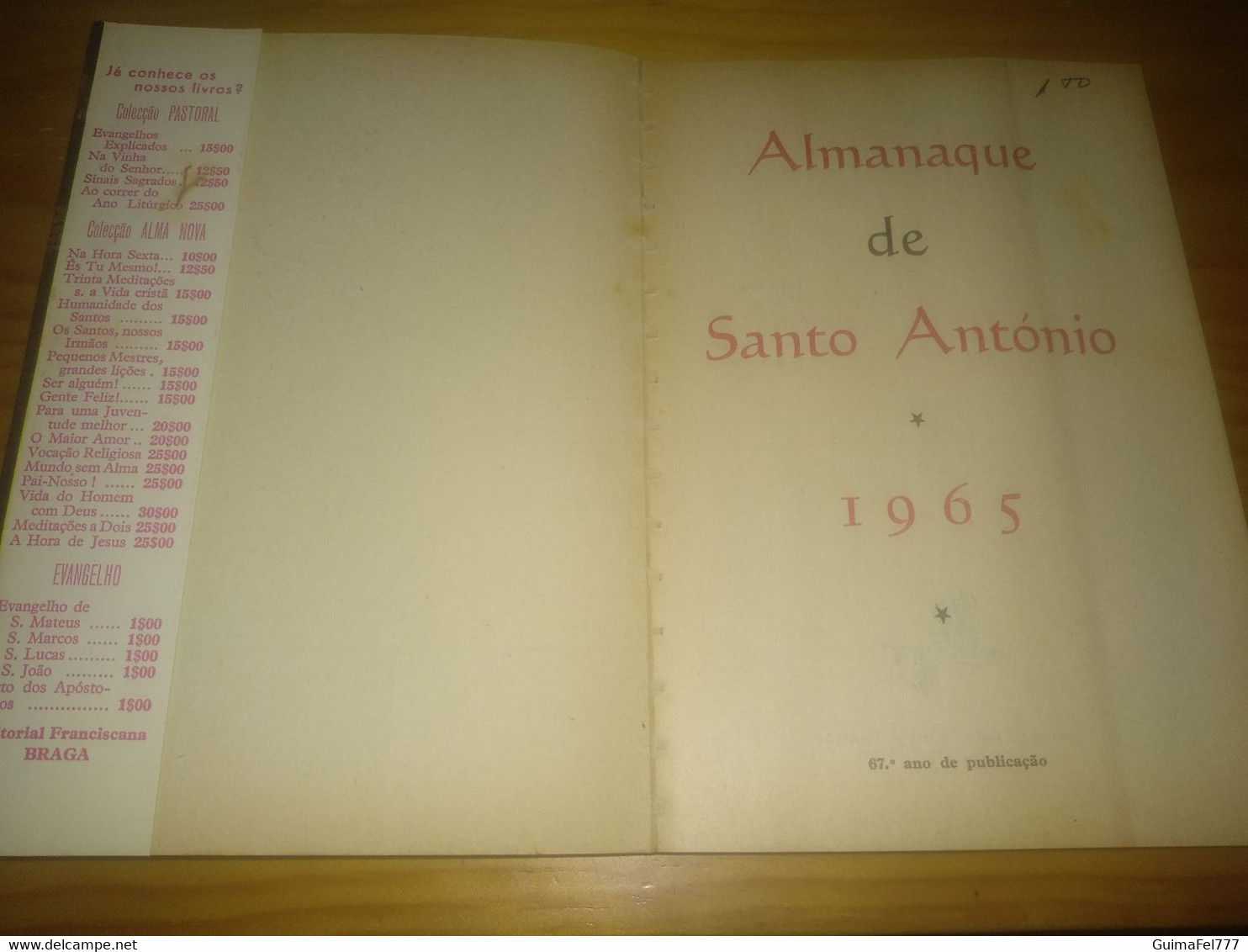 Almanaque Sto. António, - Braga Ano 1965 - Andere & Zonder Classificatie