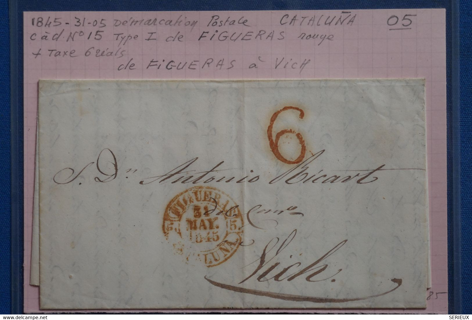 AB16 ESPANA BELLE LETTRE   1845  CATALUNA  FIGUERAS   POUR VICH+  AFFRANCH. PLAISANT - ...-1850 Prefilatelia