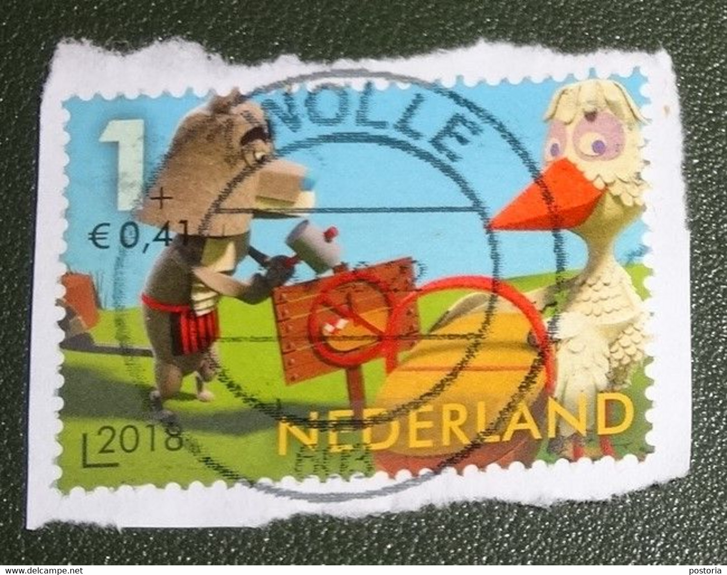 Nederland - NVPH - 3694c - 2018 - Gebruikt Onafgeweekt- Cancelled On Paper- Fabeltjeskrant - Bor De Wolf - Juf Ooievaar - Used Stamps