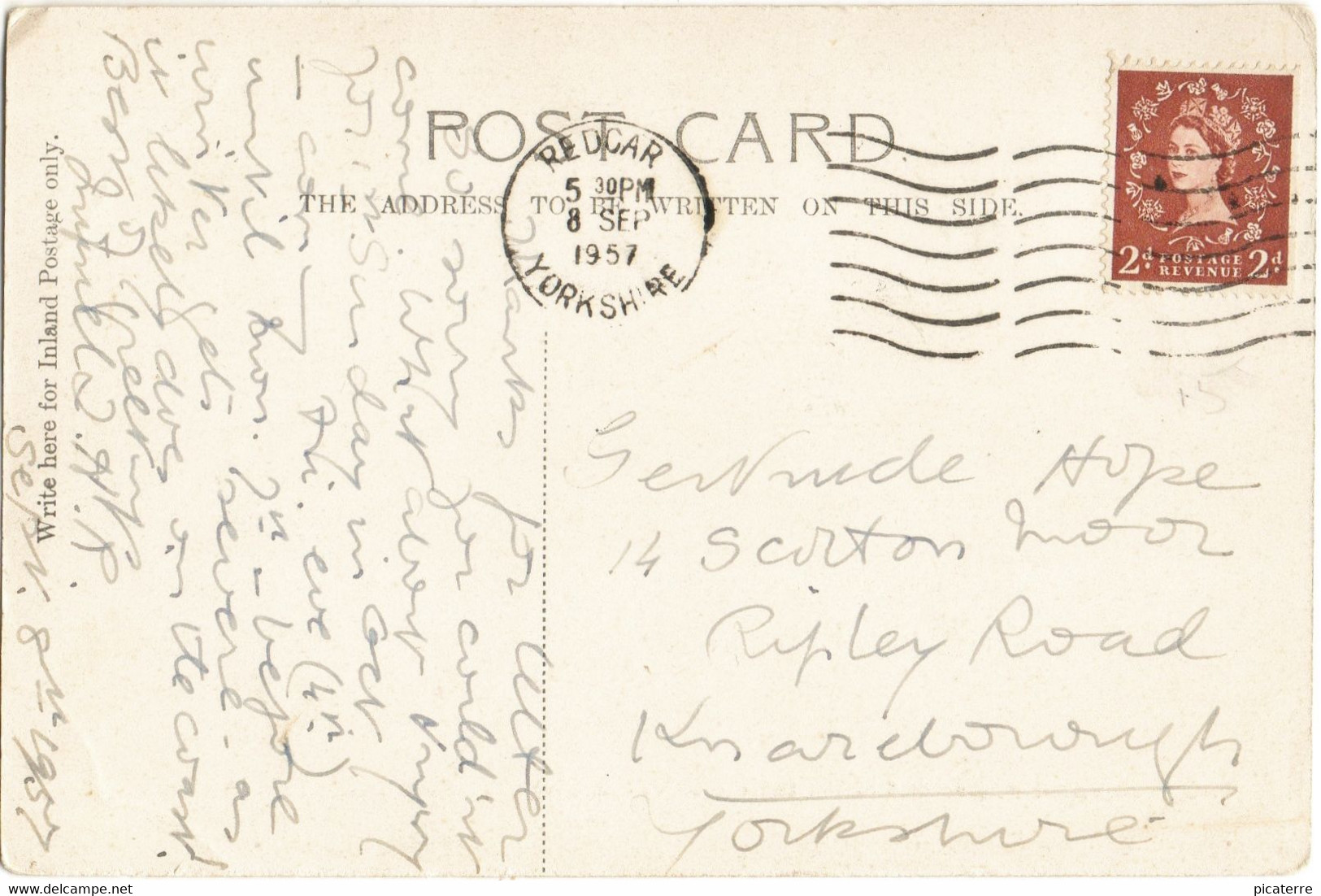 The Scalp And Sugarloaf Mountain, Co.Wicklow (Valentine)-Single Ring Postmark, Cancel- 1957 Redcar-Marcophilie - Wicklow