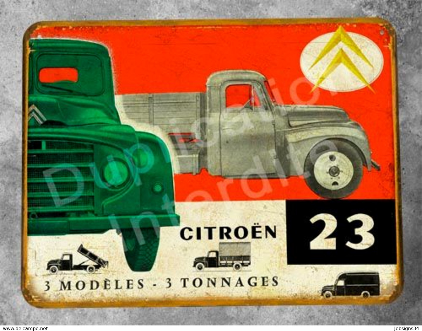 Plaque Métal Citroën U23 - Plaques En Tôle (après 1960)