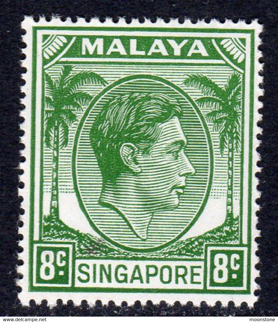 Malaya Singapore 1948-52 GVI 8c Green Definitive, Perf. 17½x18, MNH, SG 21a (MS) - Singapour (...-1959)