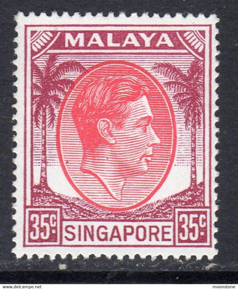 Malaya Singapore 1948-52 GVI 35c Scarlet & Purple Definitive, Perf. 17½x18, MNH, SG 25a (MS) - Singapour (...-1959)