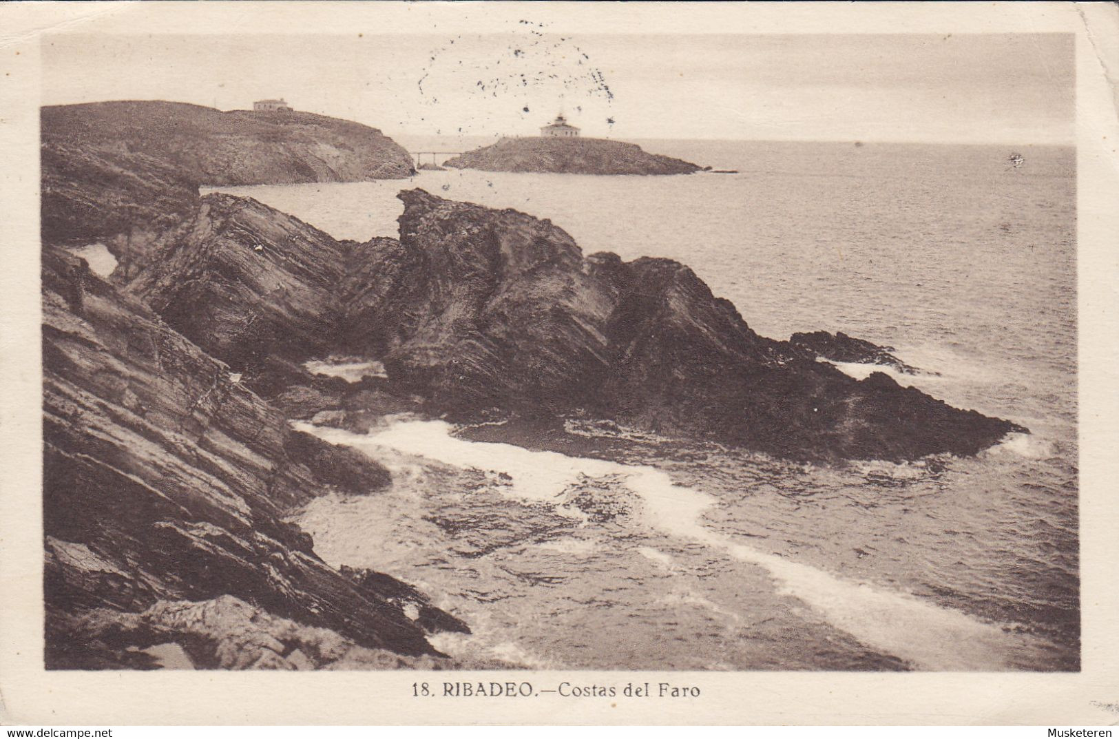 Spain PPC Ribadeo - Costas Del Faro RIBADEO 1932 LISBOA Portugal (2 Scans) - Lugo