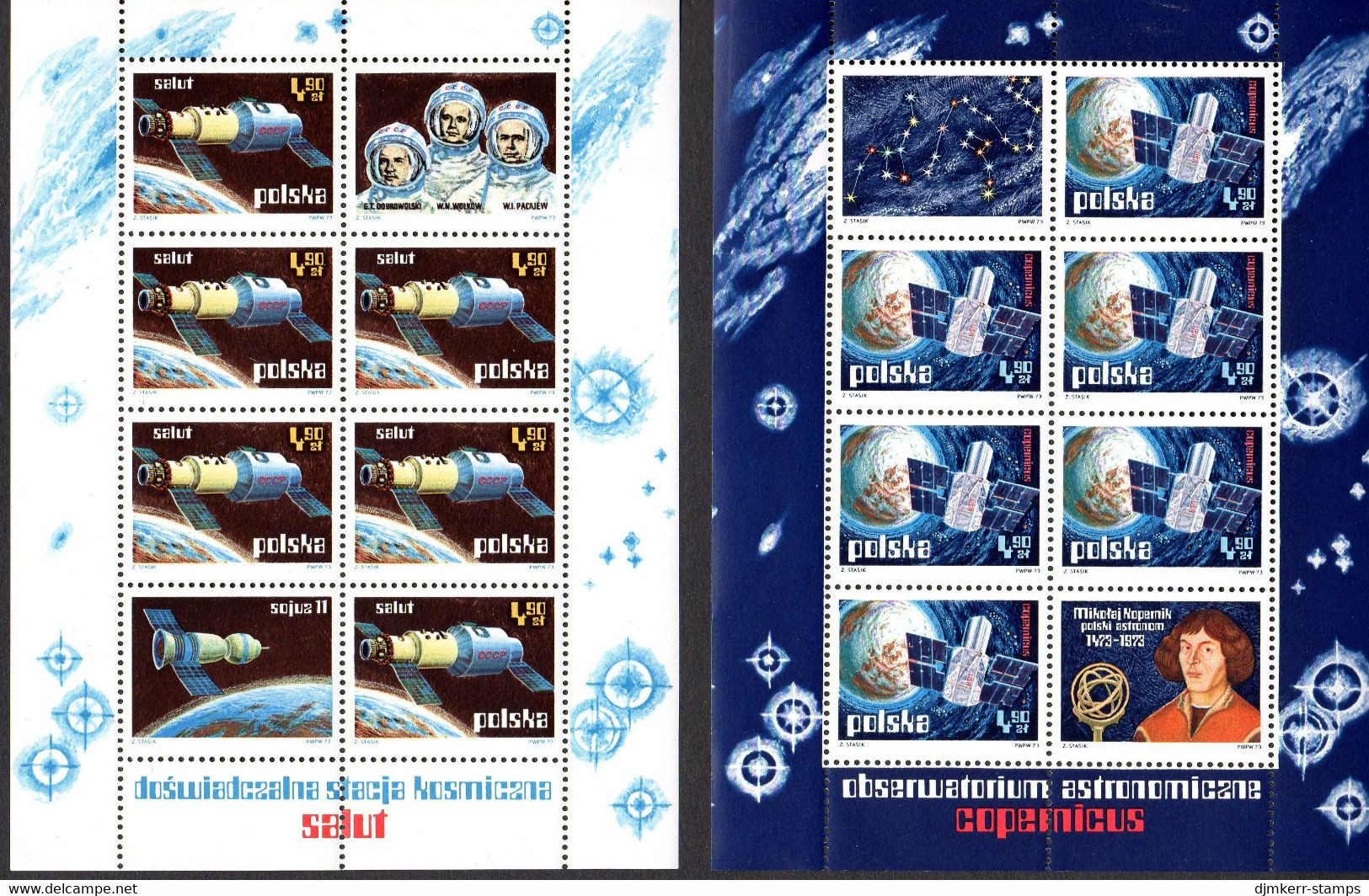POLAND 1973 Space Exploration Blocks MNH / **.  Michel Blocks 53-54 - Nuevos