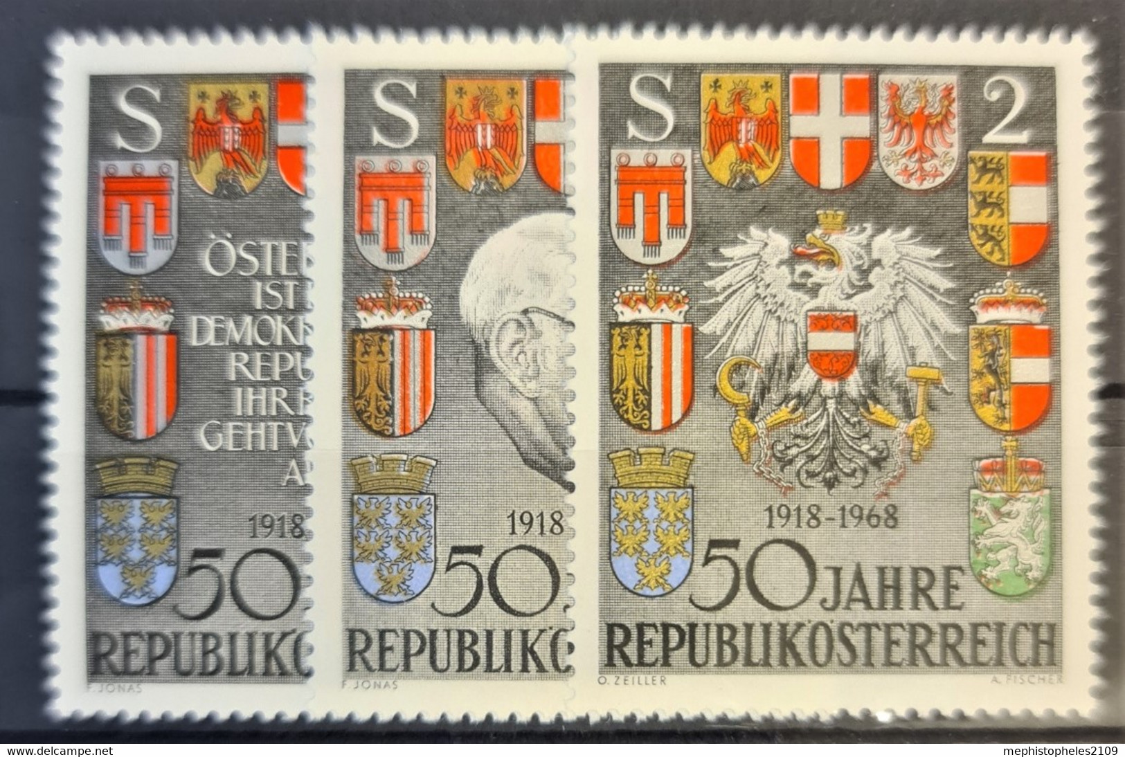 AUSTRIA 1968 - MNH - ANK 1303-1305 - 50 Jahre Republik Österreich - Briefe U. Dokumente