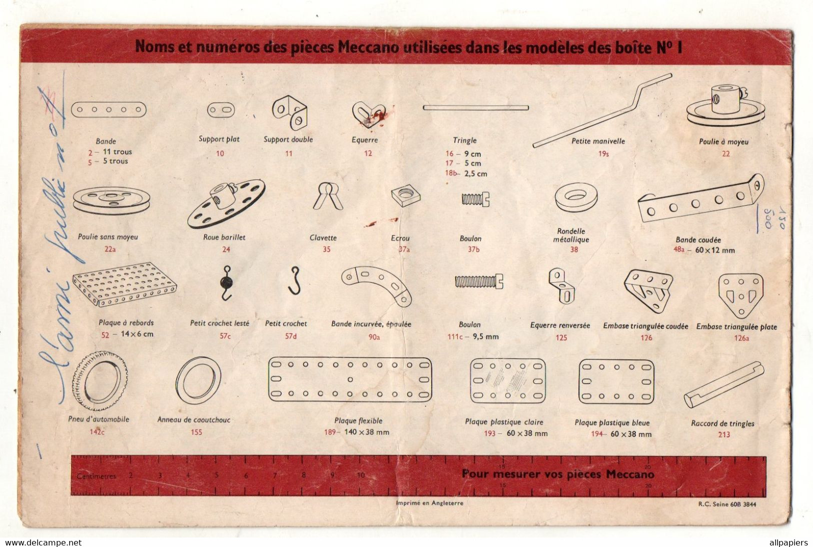 Manuel D'instructions Pour Boite 1 Meccano - Format : 26.5x17 Cm Soit 12 pages - Meccano