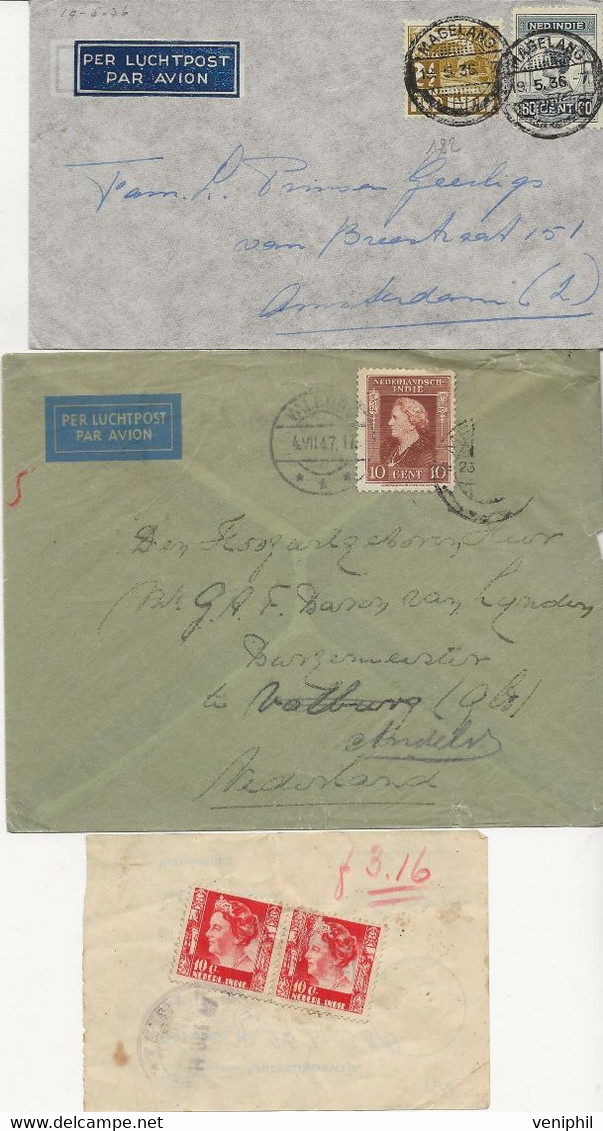 INDE NEERLANDAISE -LOT DE 4 LETTRES + UN FRAGMENT  - ANNEES 1927 A 1947 - Indes Néerlandaises