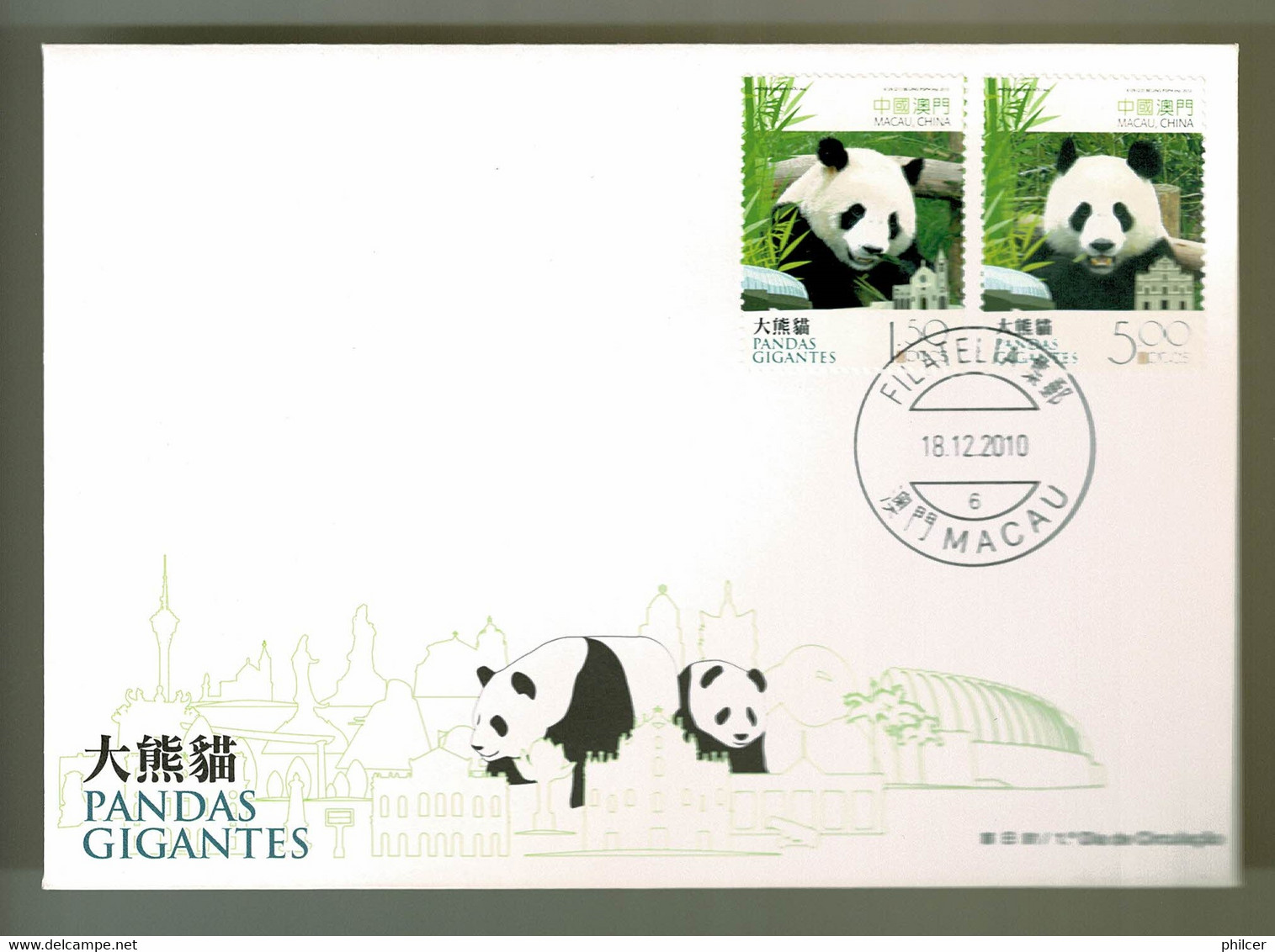 Macau, 2010, FDC Pandas Gigantes - FDC