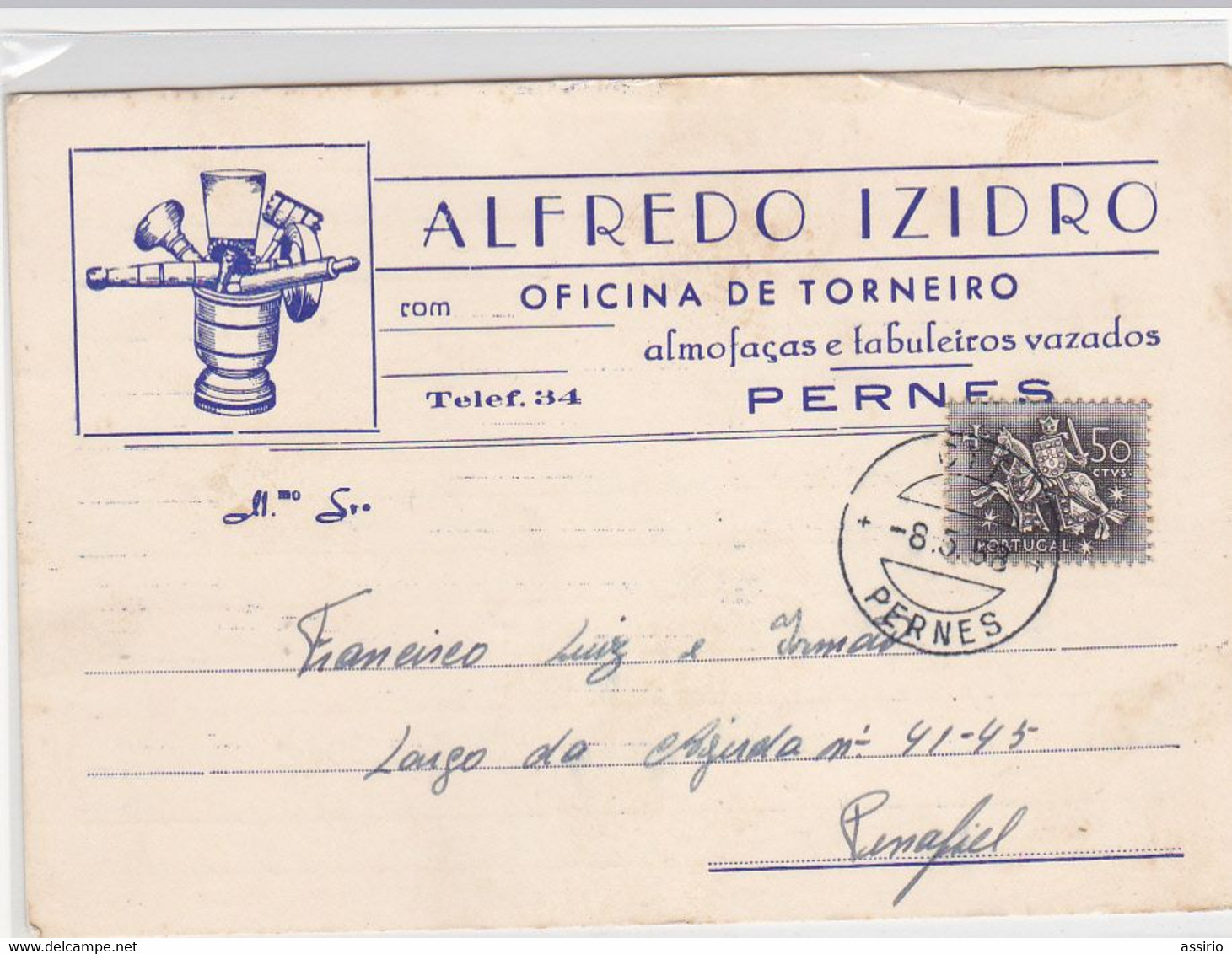 Portugal- Postal Comercial Circulou Para Pernes-1958 - Santarem