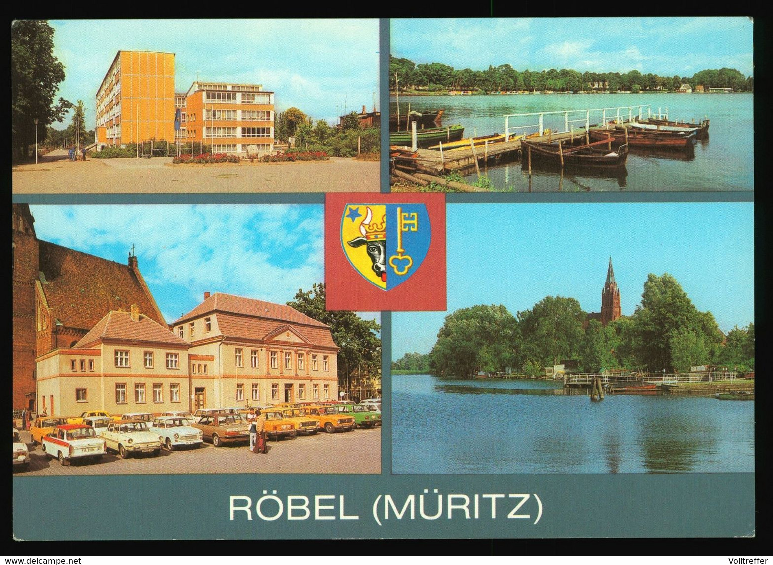 DDR Foto AK 1981 Röbel Müritz Mit Oberschule R. Sorge, Blick Zur Promenade, Rathaus, Hafen - Roebel