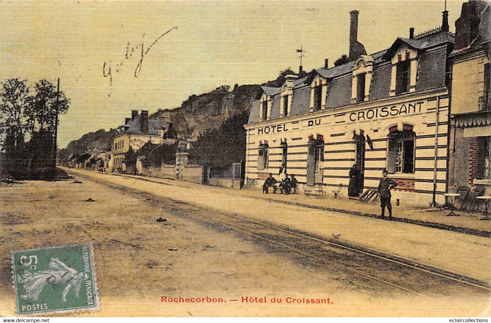 Rochecorbon         37       Hôtel Du Croissant  Toilée Et Colorisée        (voir Scan) - Rochecorbon