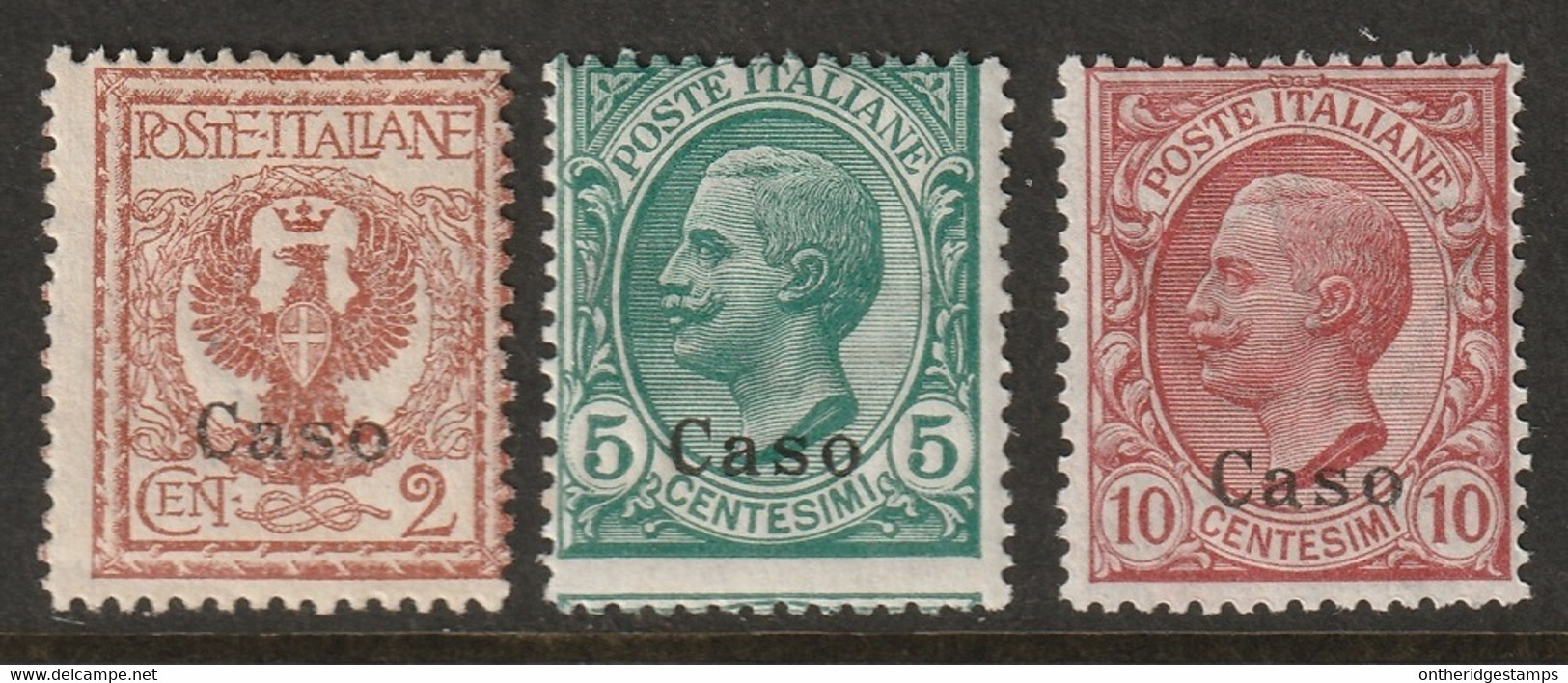 Italy Aegean Caso 1912 Sc 1-3 Egeo Caso Sa 1-3 MH* Some Crazed Gum - Ägäis (Caso)