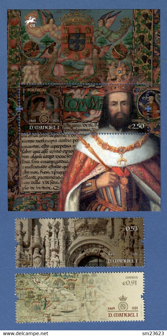 Portugal 29.03.2021 , 500 Years King Manuel I - Stamps + Sheet - Postfrisch / MNH / (**) - Ungebraucht