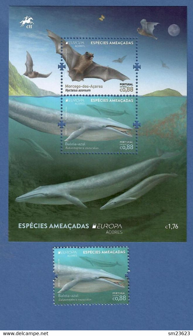 Portugal  / Azoren  07.05.2021 , EUROPA CEPT National Gefährdete Wildtiere - Postfrisch / MNH / (**) - Unused Stamps