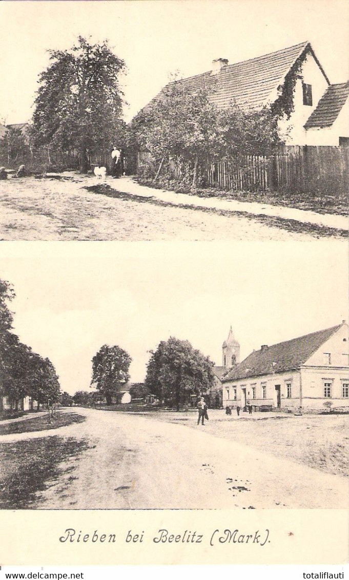 RIEBEN Bei BEELITZ Mark Brandenburg Dorfstraße Kirche Gehöft Belebt 23.6.1917 Gelaufen - Beelitz