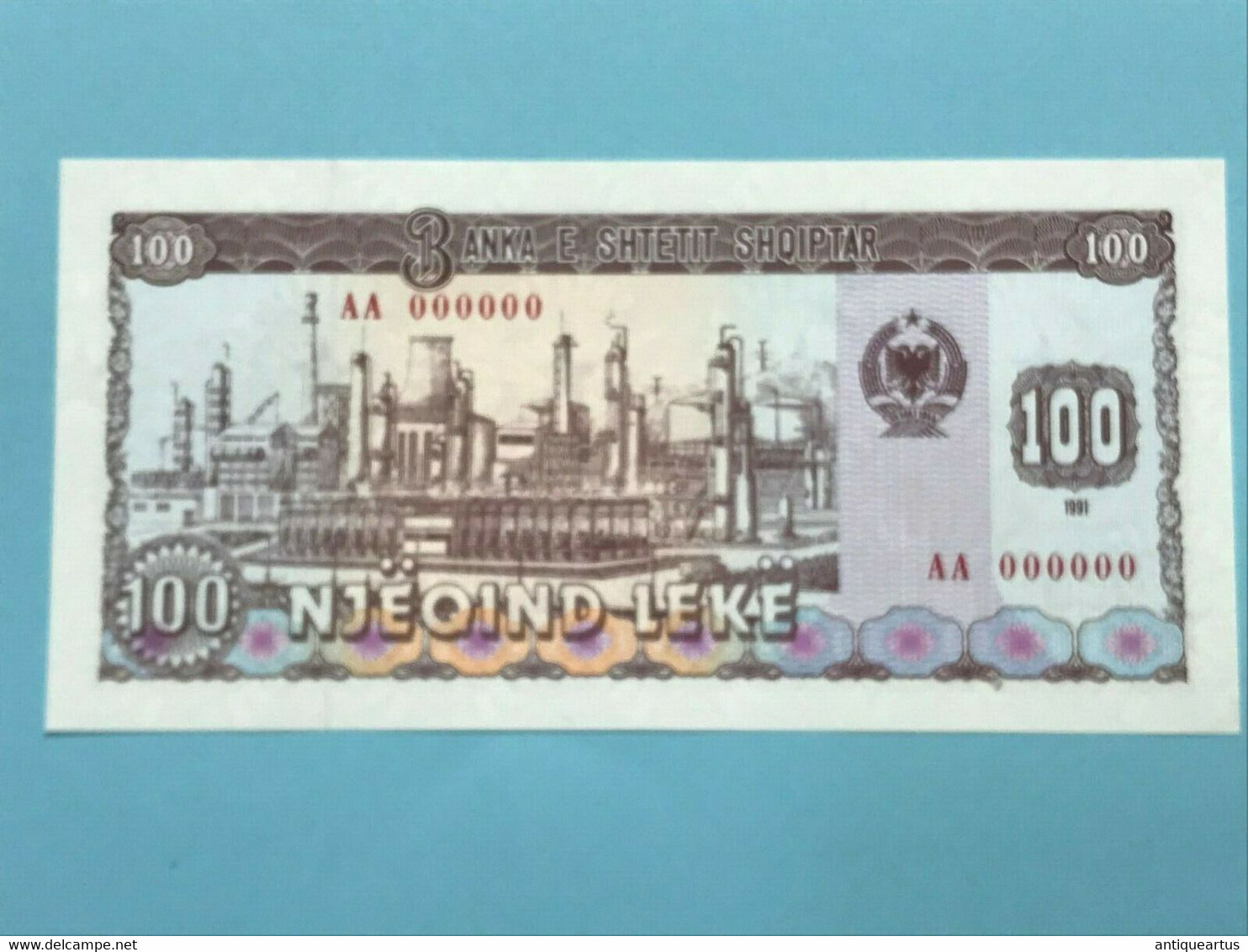 ALBANIA BANKNOTES SPECIMEN 100 ALBANIAN LEK PAPER MONEY 1991 UNC - Albanien