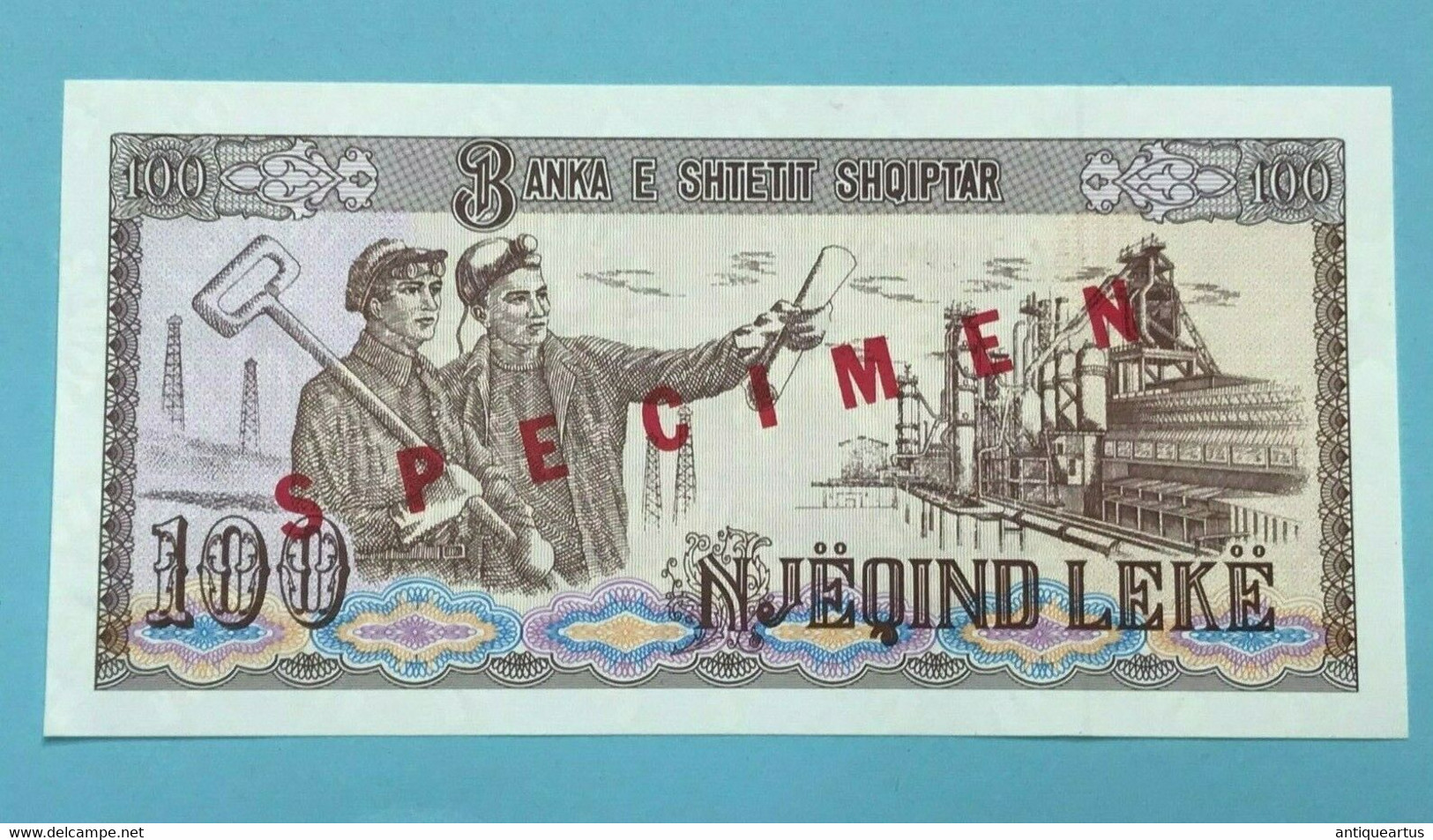 ALBANIA BANKNOTES SPECIMEN 100 ALBANIAN LEK PAPER MONEY 1991 UNC - Albania