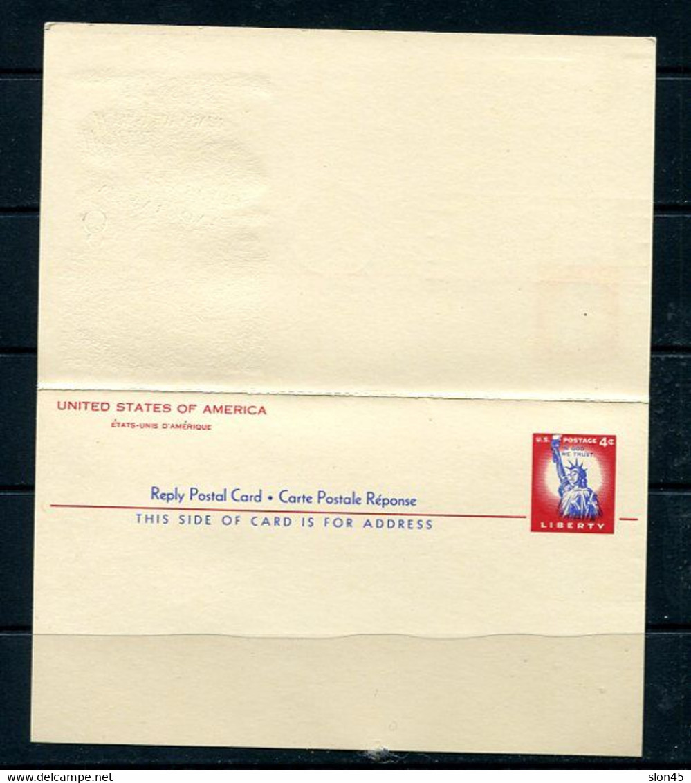 USA 1956 Postal Stationary Card First Day Issue Liberty Type With Reply Card 11495 - 1941-60