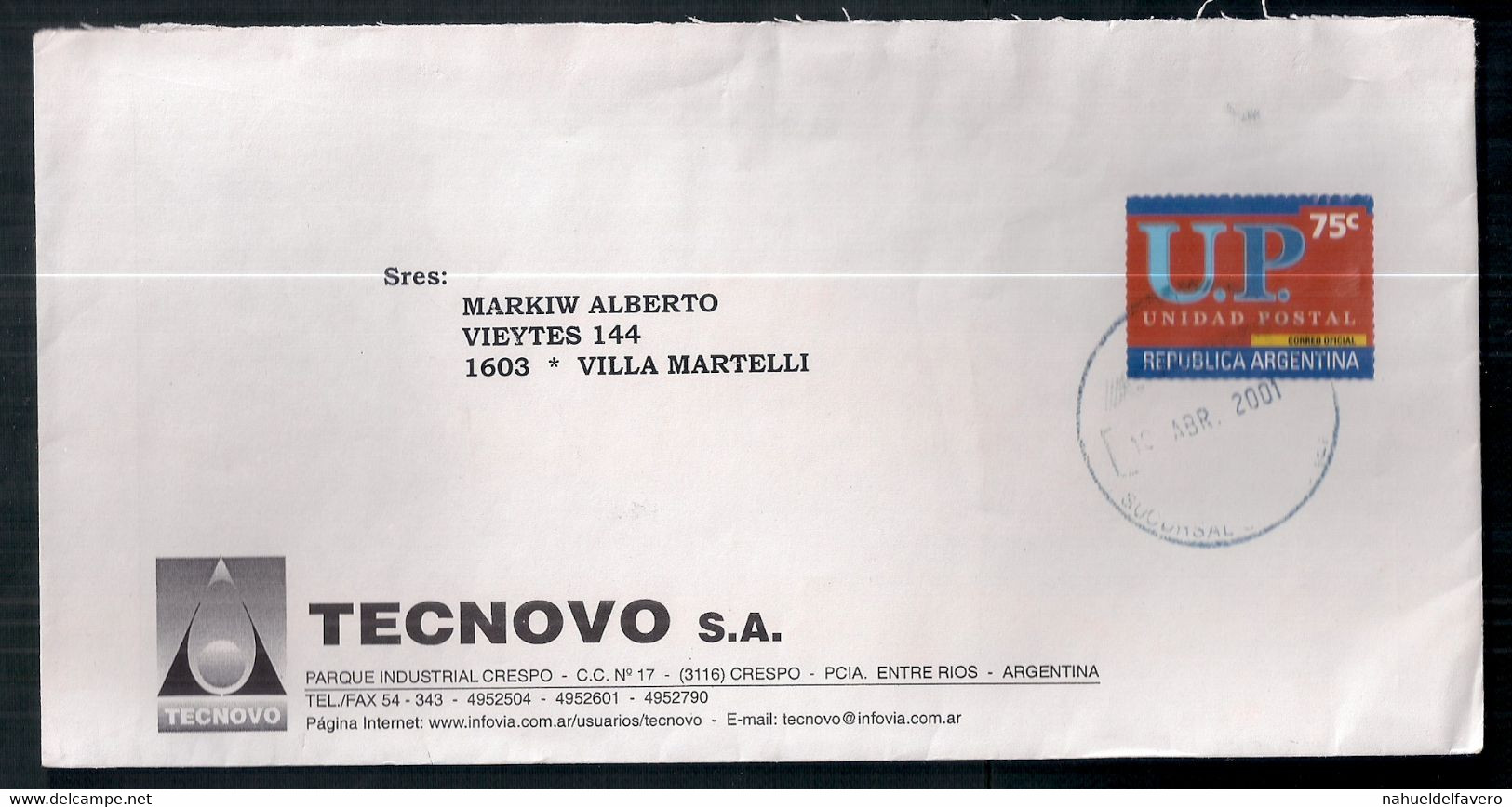 Argentina- Enveloppe Timbrée Moderne - Lettres & Documents