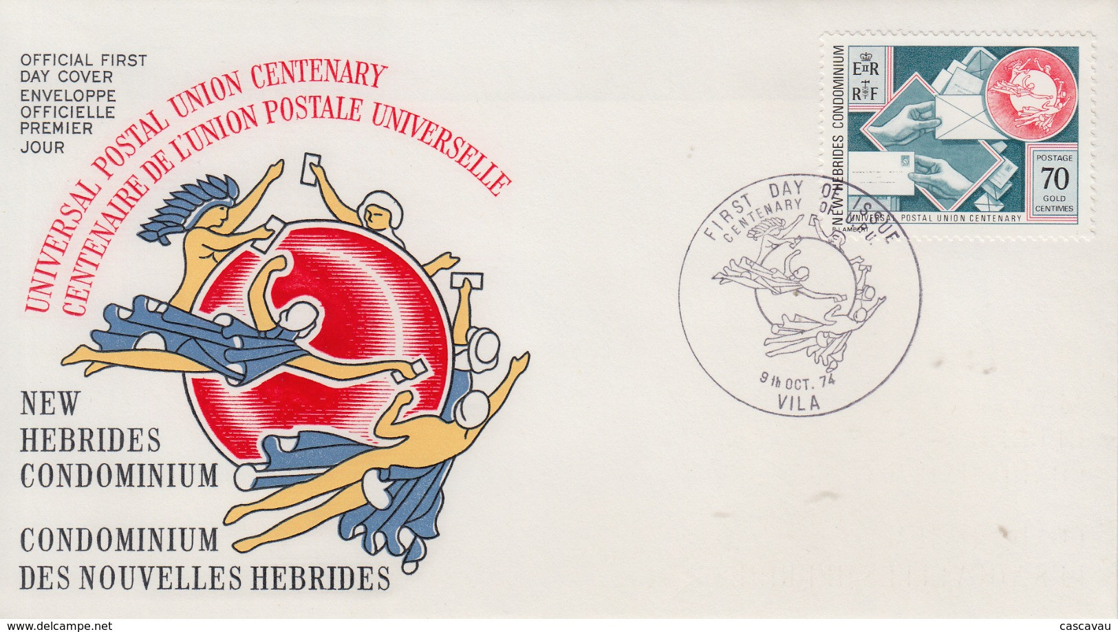 Enveloppe FDC  1er Jour   NOUVELLES  HEBRIDES   Centenaire  De   L' U.P.U   1974 - FDC