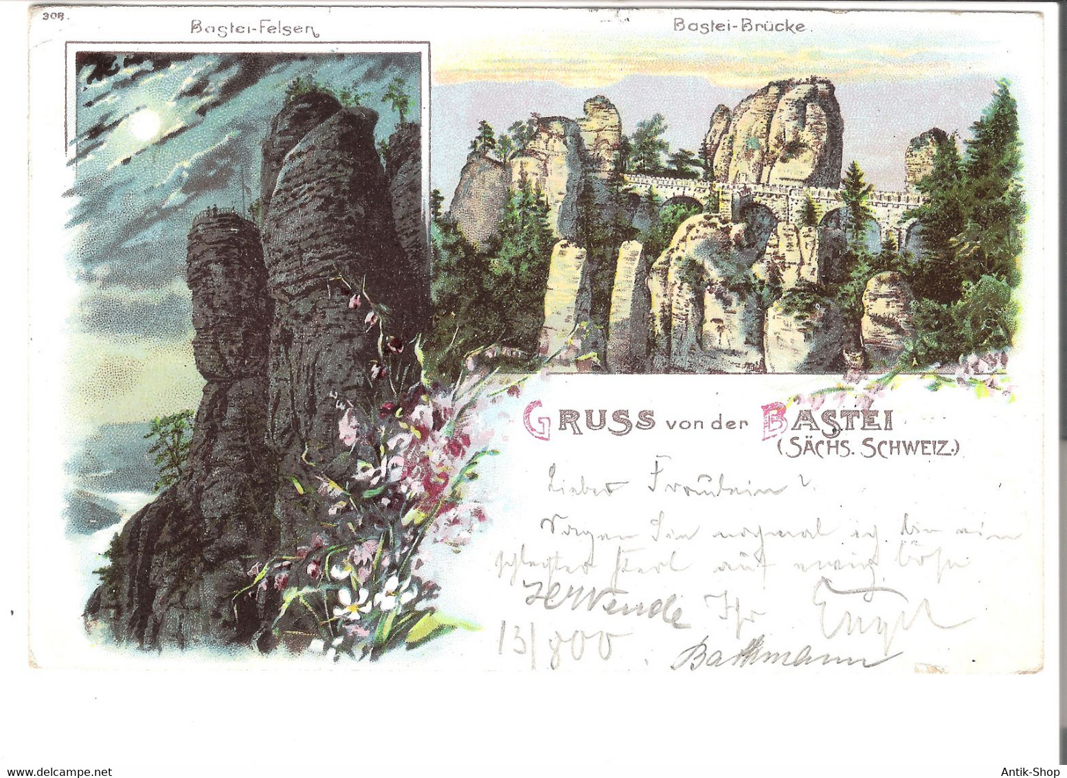 Grusss Von Der Bastei (sächs. Schweiz) - 2 Ansichten V. 1900 (45574) - Bastei (sächs. Schweiz)