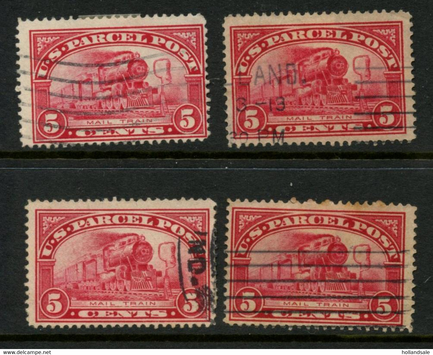 U.S.A. - 1913  5c Parcel Post Stamps. Five (5) Stamps. Used. SCOTT # PP5. - Reisgoedzegels