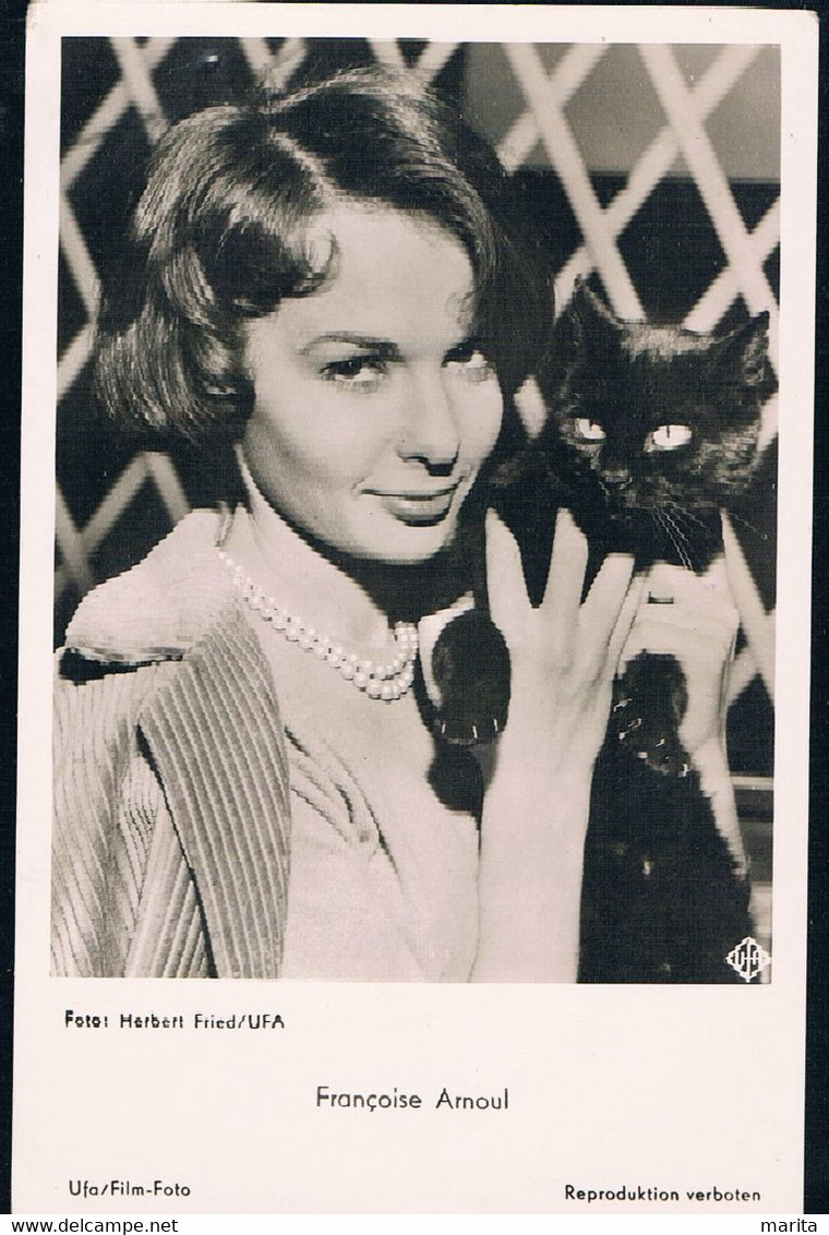 Chat Et Femme , Actrice Francoise Arnoul - Lady, Cat -katze-  Jonge Vrouw Poes- Filmactrice - Katzen