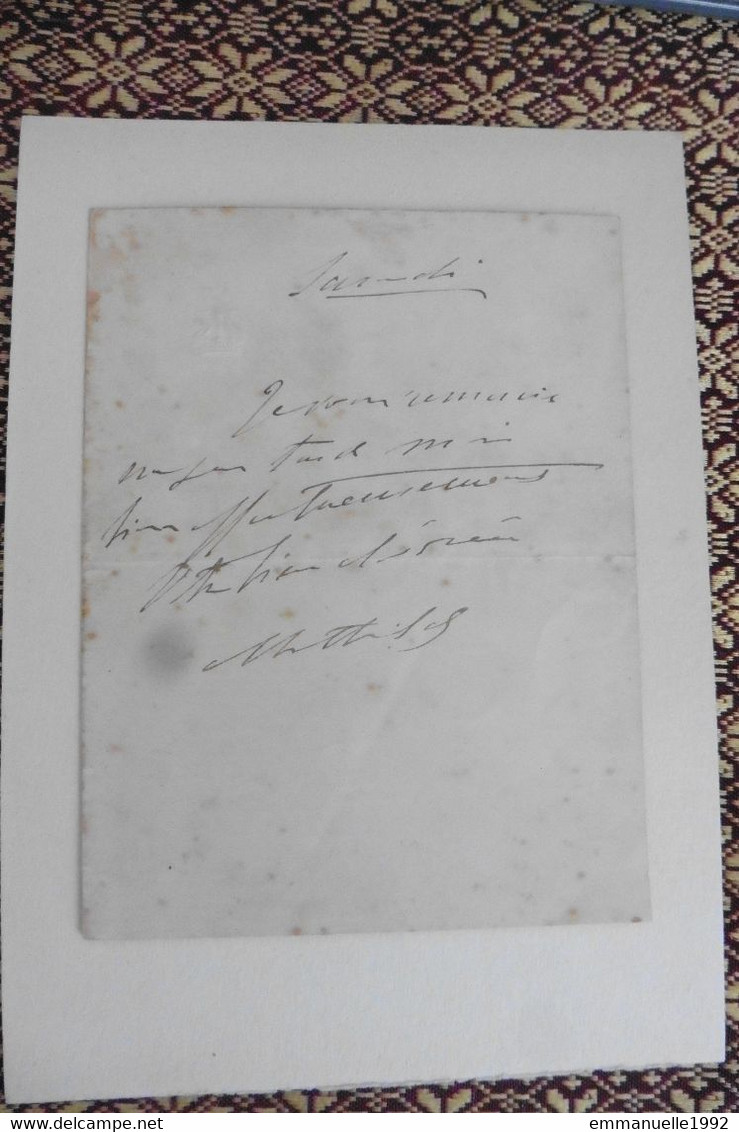 Lettre Autographe De La Princesse Mathilde Bonaparte Cousine De L'empereur Napoléon III - Second Empire - Koninklijke Families
