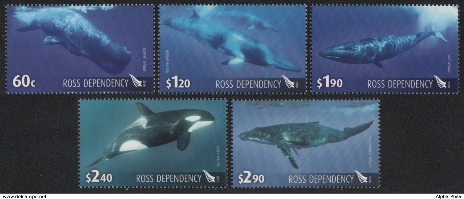 Ross-Gebiet 2010 - Mi-Nr. 119-123 A ** - MNH - Wale / Whales - Ongebruikt