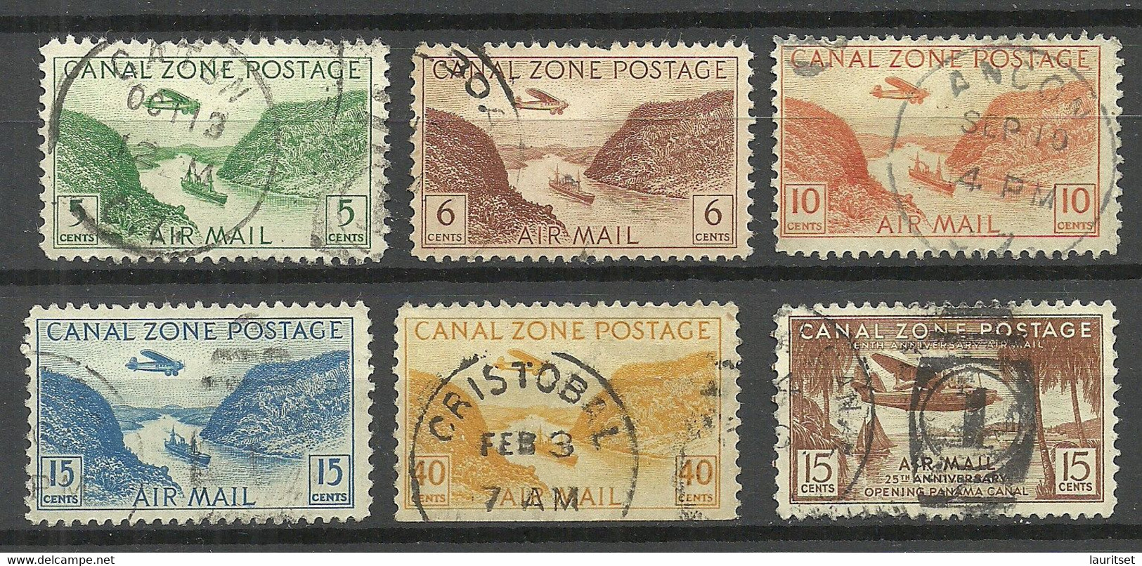 PANAMA CANAL ZONE 1931 & 1939 Air Mail Flugpost Air Planes O - Airplanes