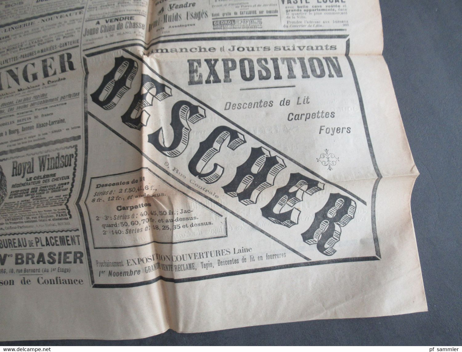 Frankreich 1909 Allegorie Nr.87 waagerechtes Paar komplette Zeitung Courrier De L'ain Le Numero 5 Centimes nach Paris