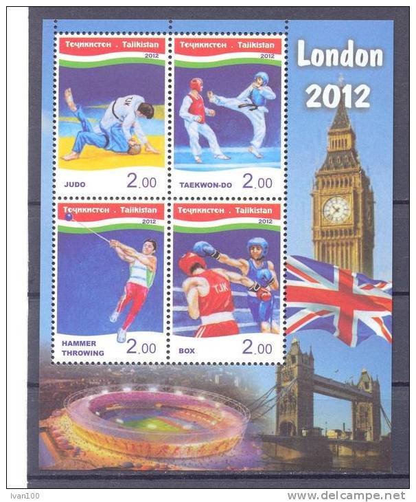 2012. Tajikistan, Summer Olympic Games London'2012, S/s  Perforated, Mint/** - Tayikistán